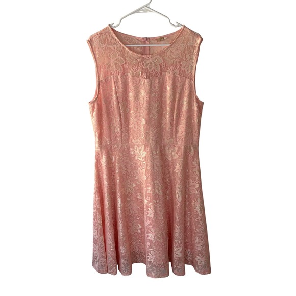 belle poque Dresses & Skirts - Belle Poque Pink Floral Lace Sleeveless Fit Flare Cocktail Dress XXL Womens